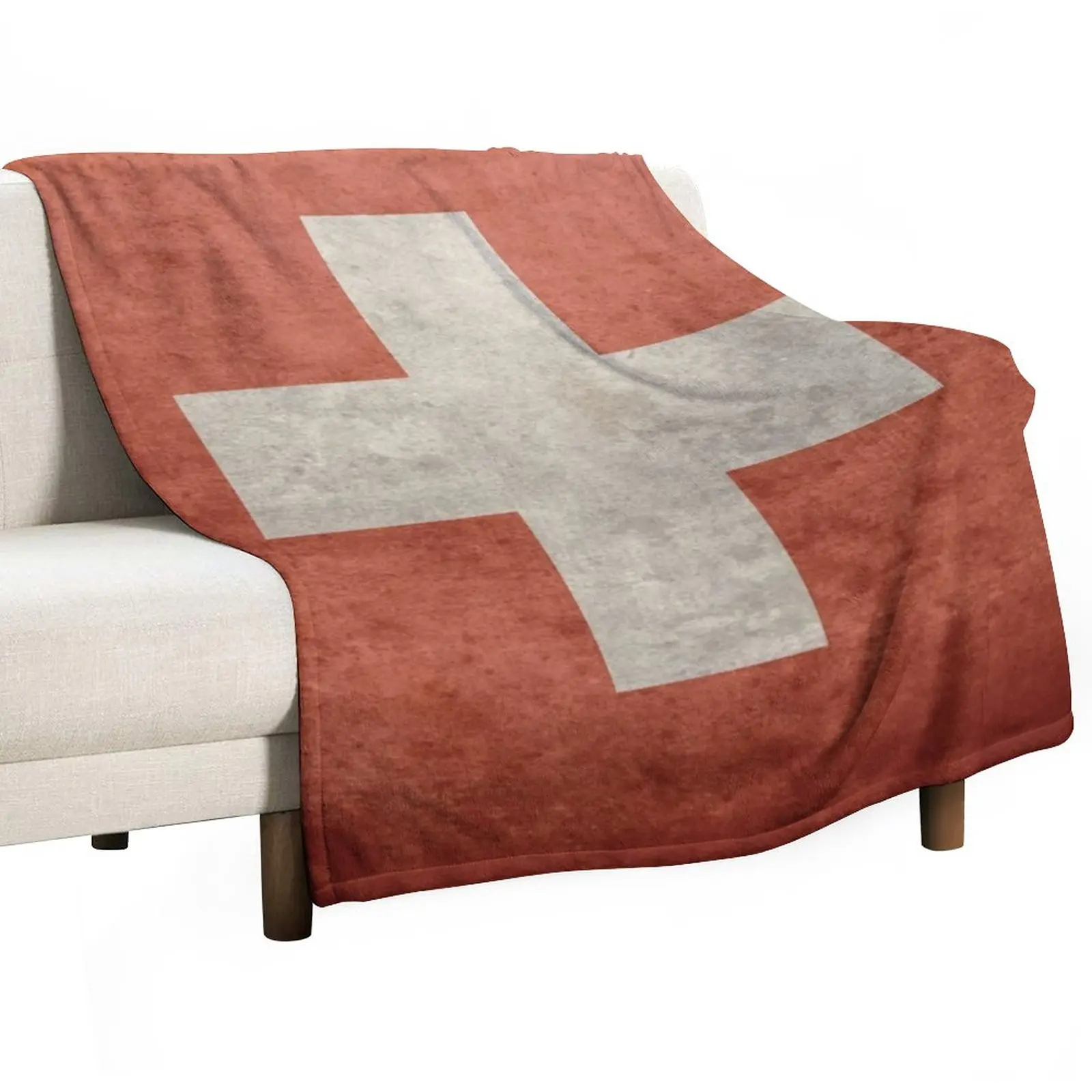 Grunge Swiss Flag Throw Blanket Comforter Blanket Sleeping Bag Blanket Custom