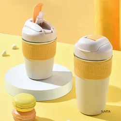 350/480ML Thermal Cup with Straw Vacuum Flask Tumbler Thermo for Water Bottle Stainles Steel Coffee Beer Cooler Drinkware