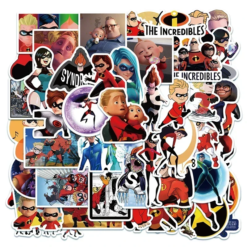 50 stks Grappige Film De Incredibles Stickers Kawaii Anime Cartoon Graffiti Decals voor Skateboard Bagage Gitaar Kids Sticker Speelgoed