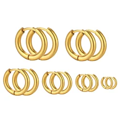 10pcs Stainless Steel Hoop Earrings Women Earrings Men Punk Hiphop Bijoux Gifts Fashion 18K PVD Gold Color Jewelry Wholesale