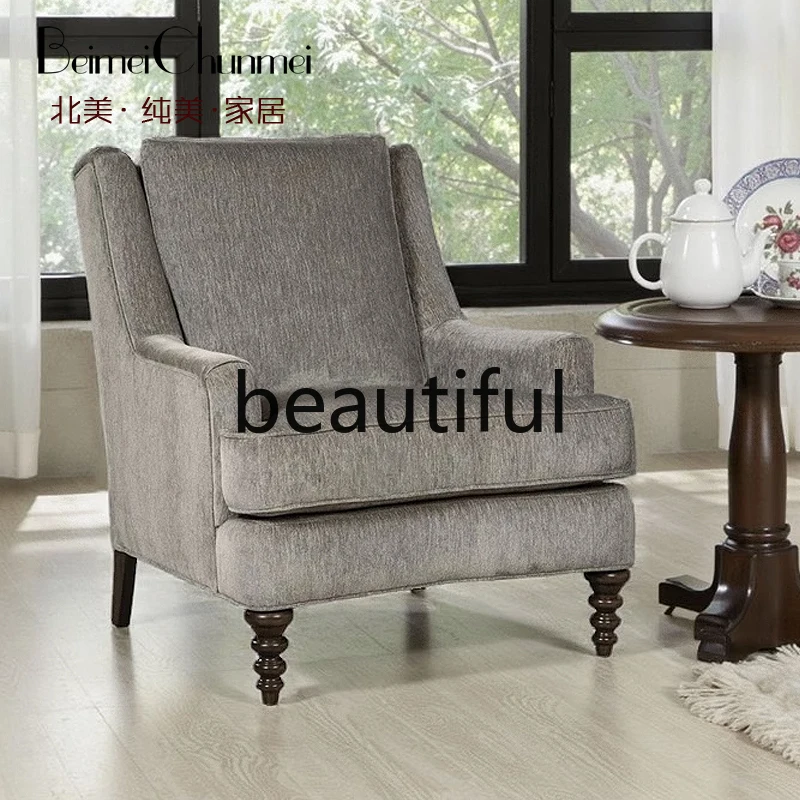 

American leisure sofa retro fabric sofa living room tiger recliner single sofa