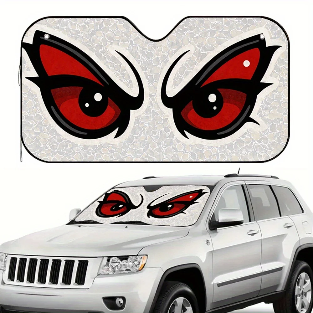 1pc Fierce Eye Design Car Sun Visor, Window Sunshade Gadget, Easy Installation, Perfect For Various Driving Scenarios