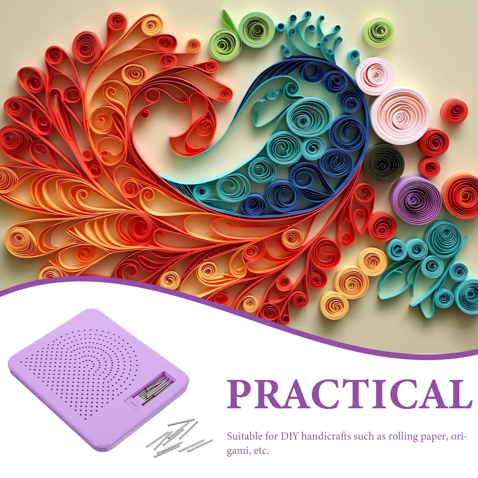 Quilling Board with Pin Non-Slip Surface Mini Storage Box for Paper Quilling Crafts DIY Card Packaging Decoration Ornament