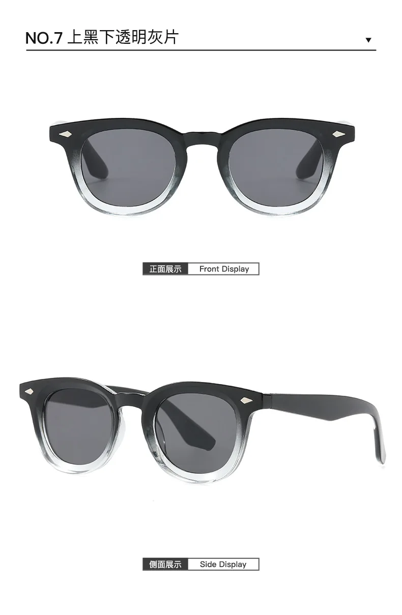Retro Runde Männer Sonnenbrille Mode Klare Ozean Objektiv Shades UV400 Frauen Trend Nieten Gläser – Detail 13