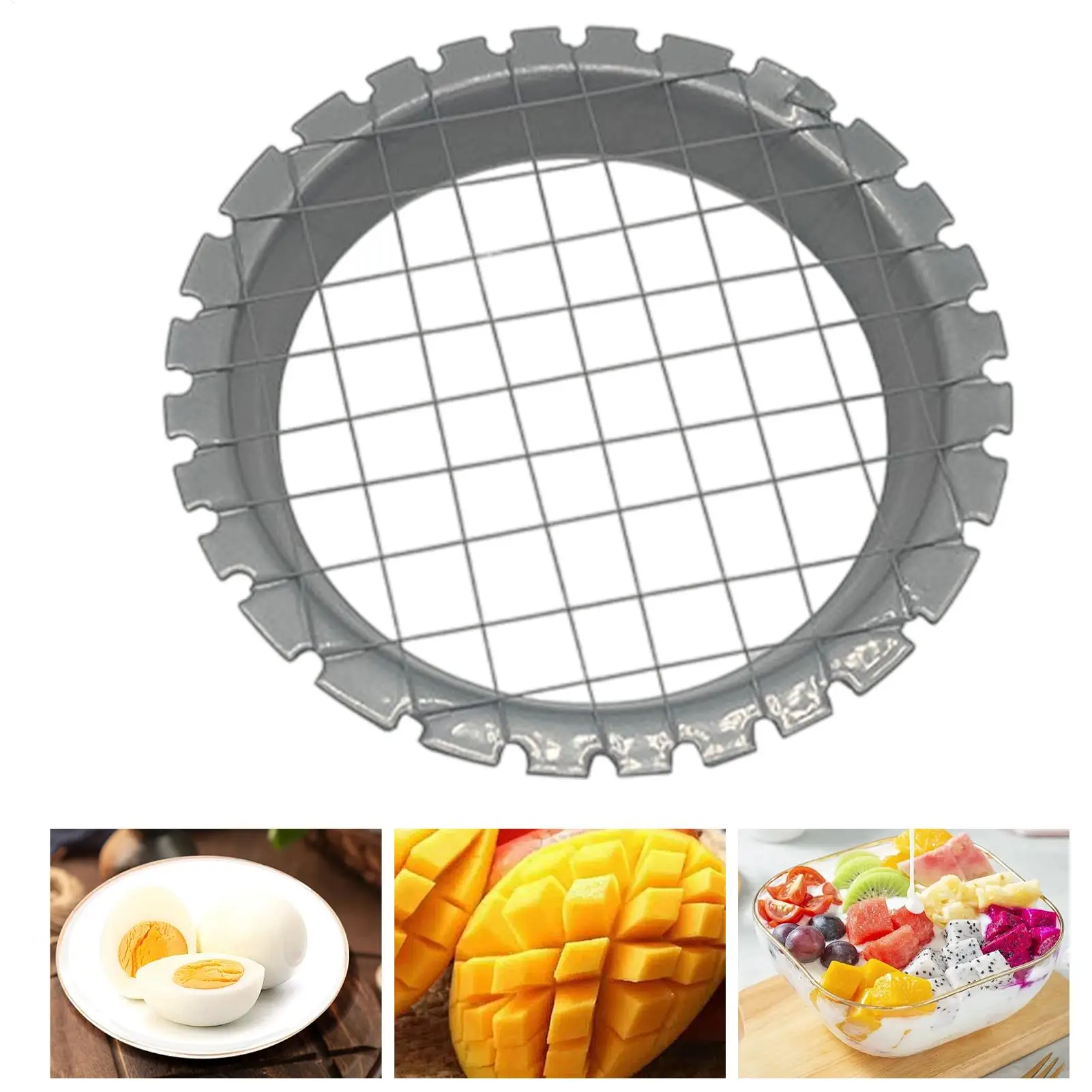 Cortador de Rejilla Redonda de Acero Inoxidable, Antideslizante, para Huevos, Champiñones y Verduras, Dispositivo de Corte Imprescindible para la Cocina