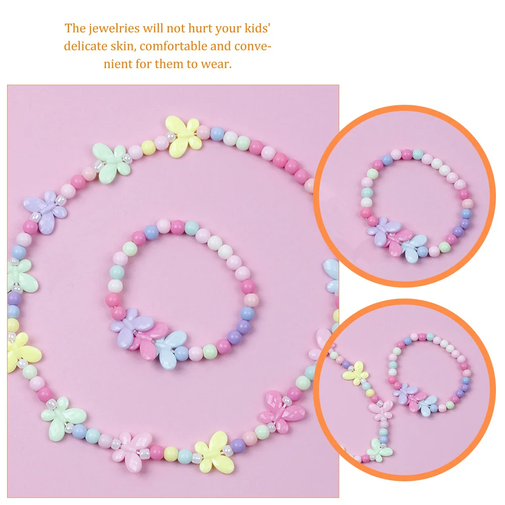 

1 set Children Jewelry Toddler Necklace Bracelet Safe Fashion Girls Girls' Jewelry Accessories Ages 2-6 Acrylic Colorful Toy