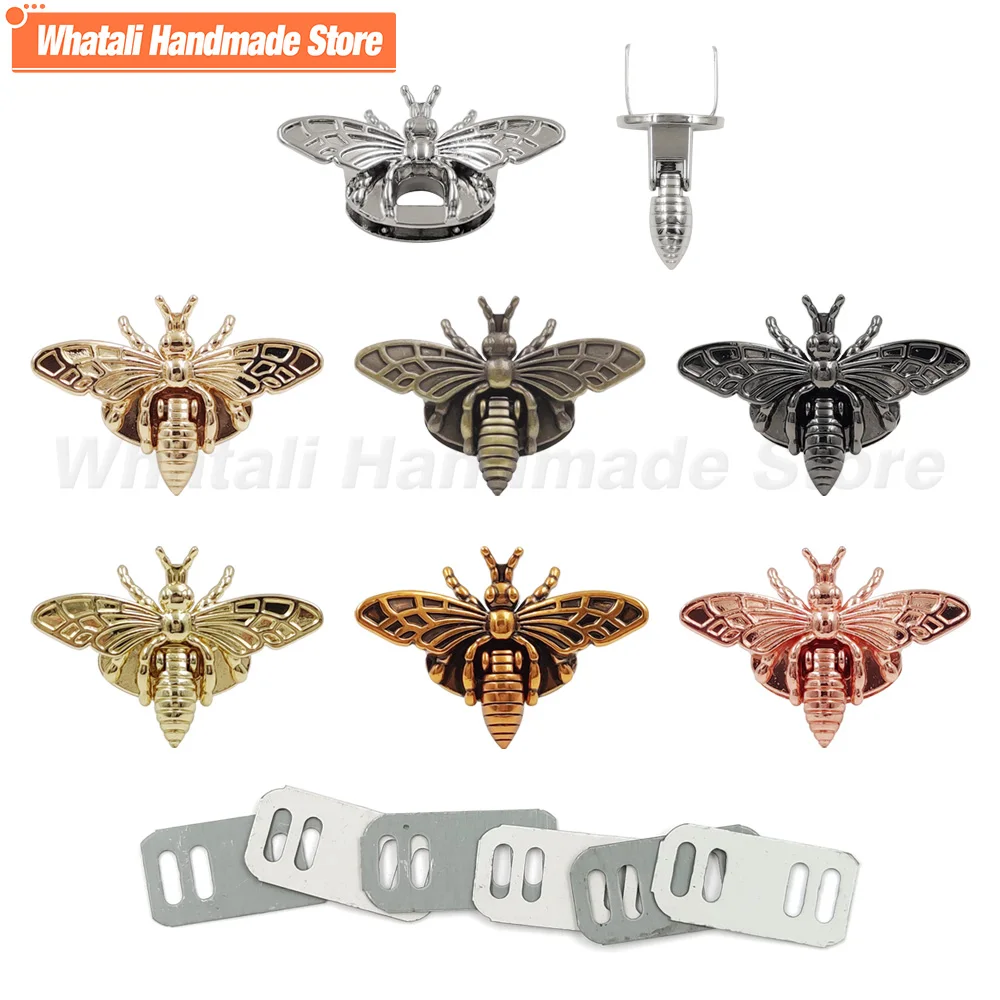 1P Metal Bee Shape Retro Clasp Hardware Turn Lock Fashion Bag for LeatherCraft Bag Handbag Purse DIY Accessories