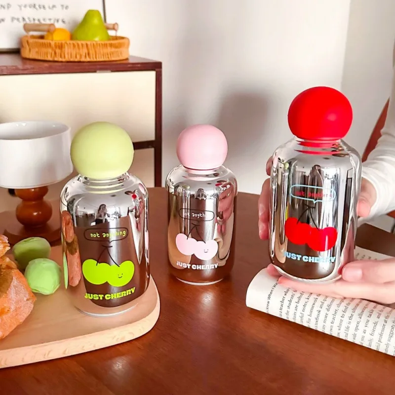 Mirror Glass Cup High Appearance Level and Cute Straight Drinking Water Bottle for Girls Summer Portable High Borosilicate Cup