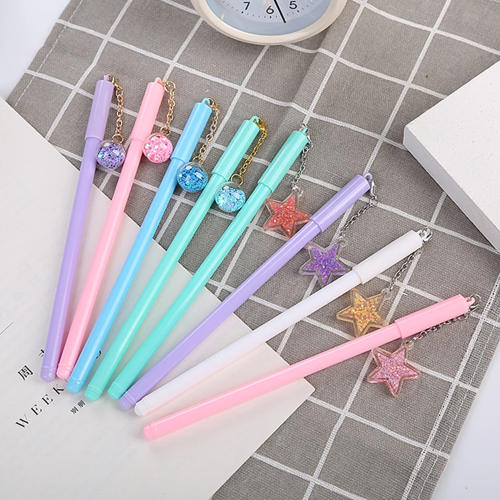 

5Pcs Cartoon Gel Ink Pens Plastic Pendant Stationery Set Creative Writing Pens for Students Teachers Clerks