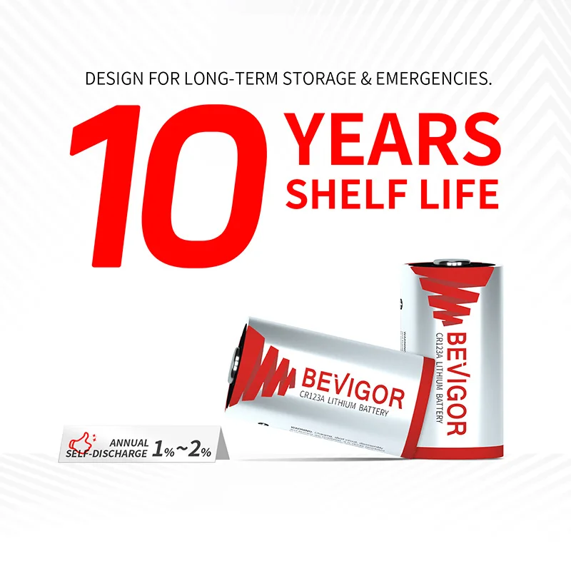 BEVIGOR CR123A 3 فولت بطاريات ليثيوم 6 قطعة 1500 مللي أمبير بطارية صور طويلة الأمد 3 فولت 123 بطارية لجهاز أمان المصباح