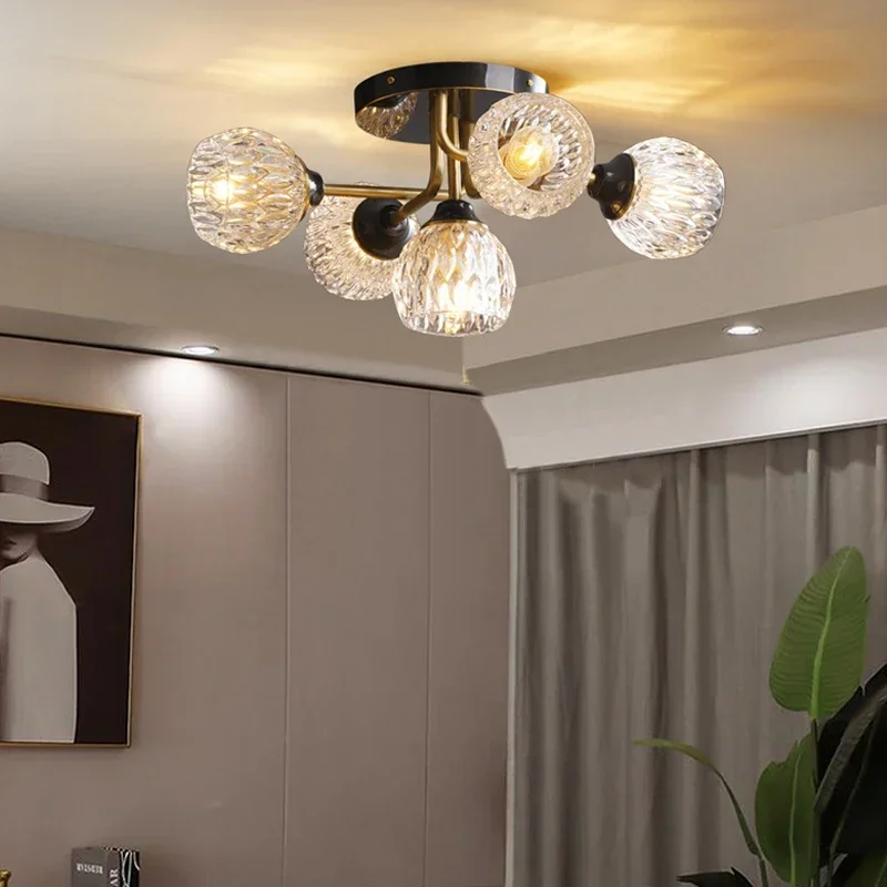 

Modern Nordic Luxury Style LED Chandelier For Living Room Bedroom Dining Room Kitchen Ceiling Lamp Copper Crystal Glass G9 Light