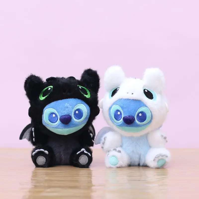 13cm ブラックホワイト バットステッチ ぬいぐるみキーホルダー ペンダントおもちゃ かわいい漫画アニメぬいぐるみ人形 ステッチバックパックペンダント 男の子女の子へのギフト