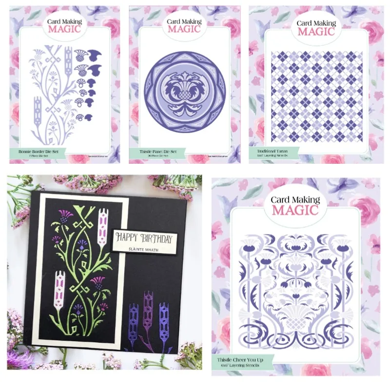 Bonnie Traditional Border Thistle Panel Tartan Crafts Metal Cutting Dies Silicone Stamps Scrapbooking Stencil Photo Album Card