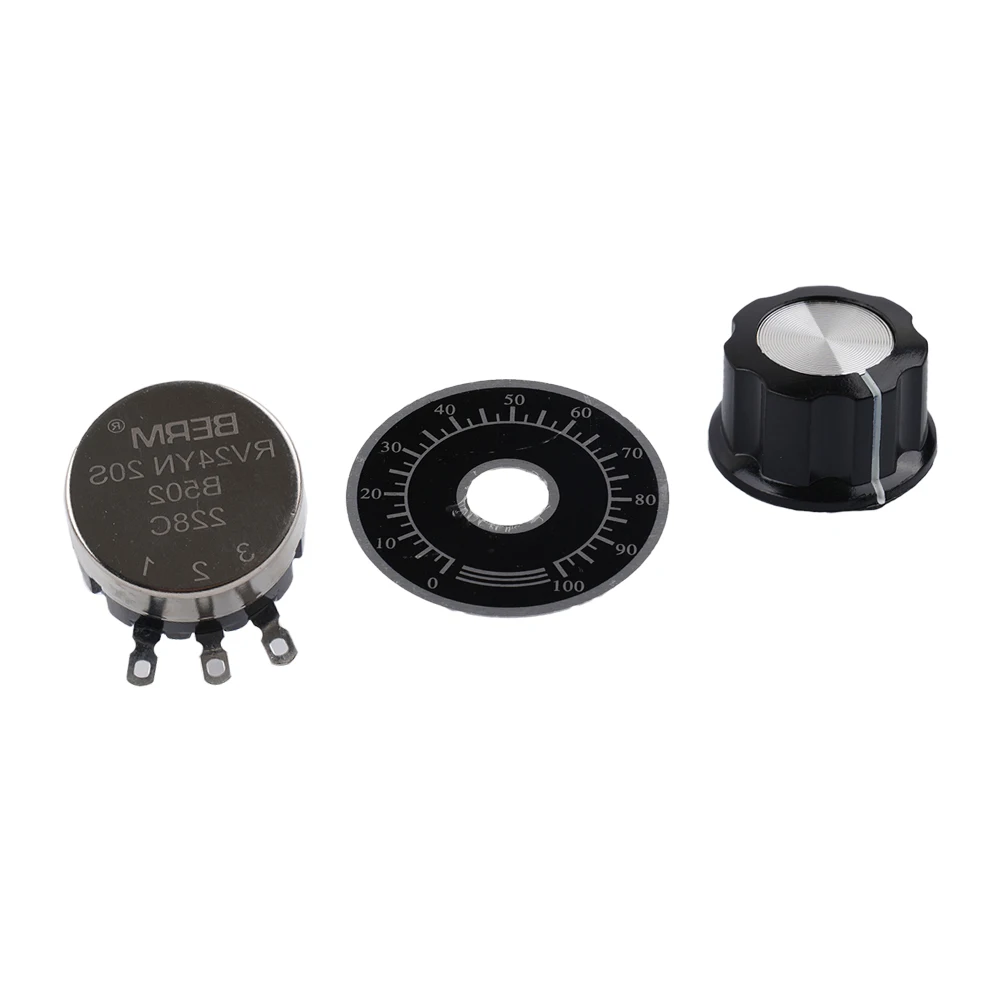 Brand New for 5k Potentiometer RV24YN 20S/B502 Rotary Taper Potentiometer Silver Tone Single Turn Carbon Film Black
