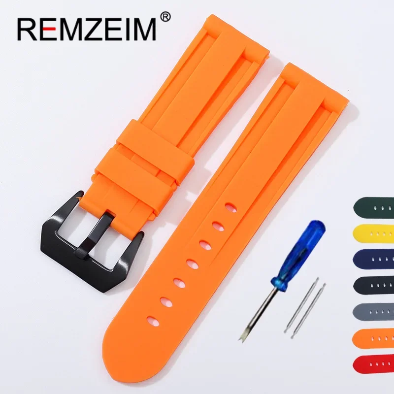 High Quality Silicone Watch Band Yellow Green Black Rubber Watch Strap 22mm 24mm 26mm Watch Strap Replacement Watchbands