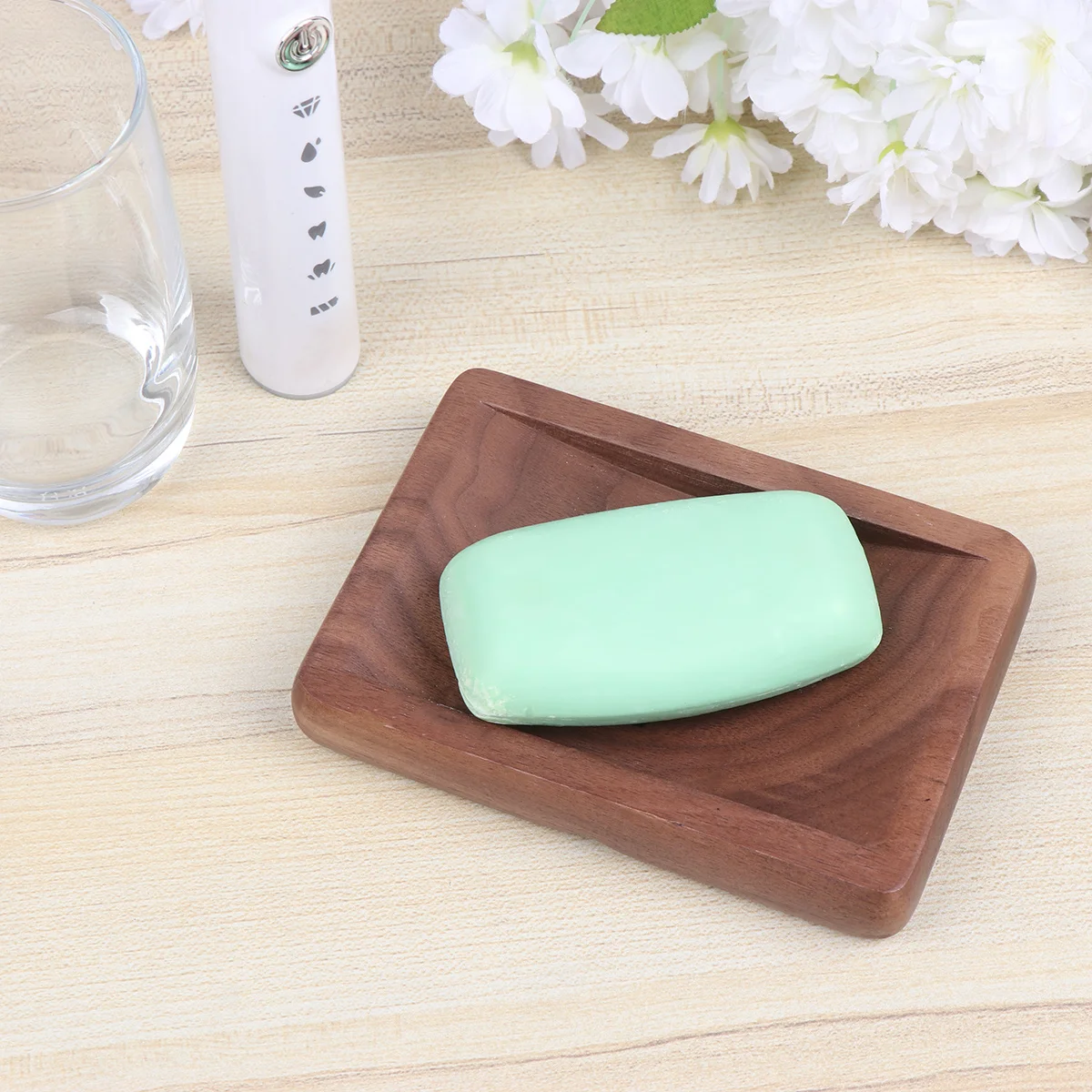 

2Pcs Simple Style Soap Container Black Walnut Wood Tray Easy Clean Not Easy Deformation Perfect for Home Hotel Bathroom Decor