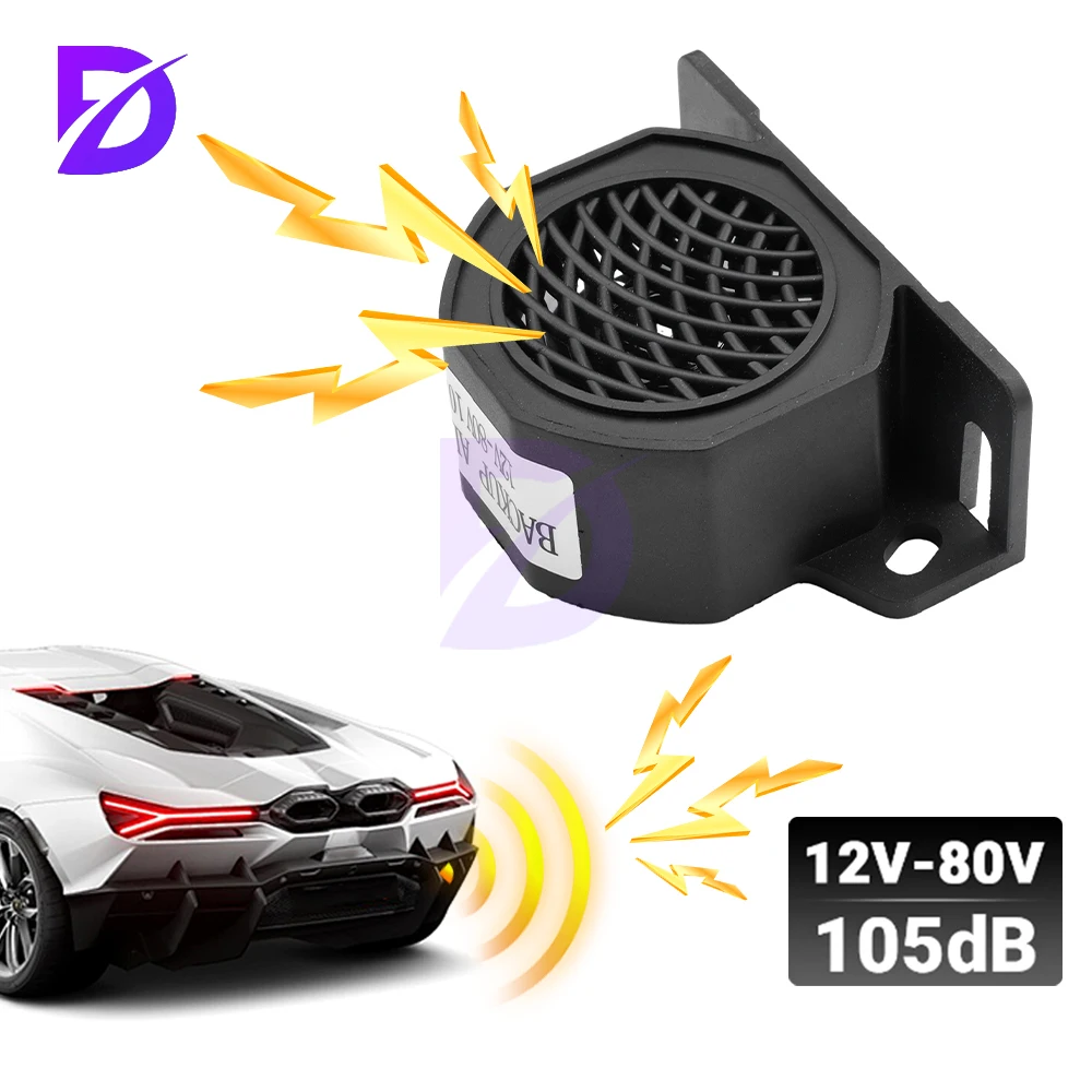

105dB Decibel Backup Siren Beeper Buzzer Sound Warning Alarm 12V 24V-80V Car Truck Vehicle Horn for Vehicle Reversing Reminders