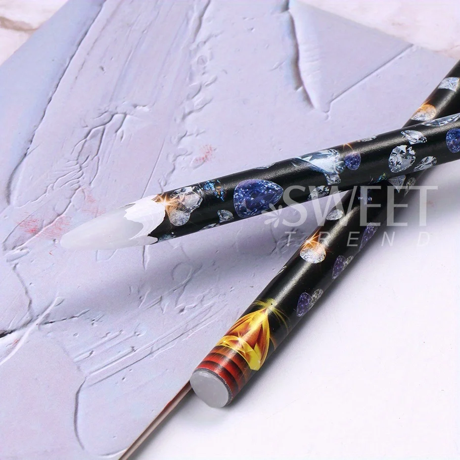 5pcs Rhinestone Picker ปากกาเล็บ Professional WAX ดินสอ Dotting ปากกาอัญมณีเจาะคริสตัลเพชรเครื่องมืออุปกรณ์แต่งเล็บ