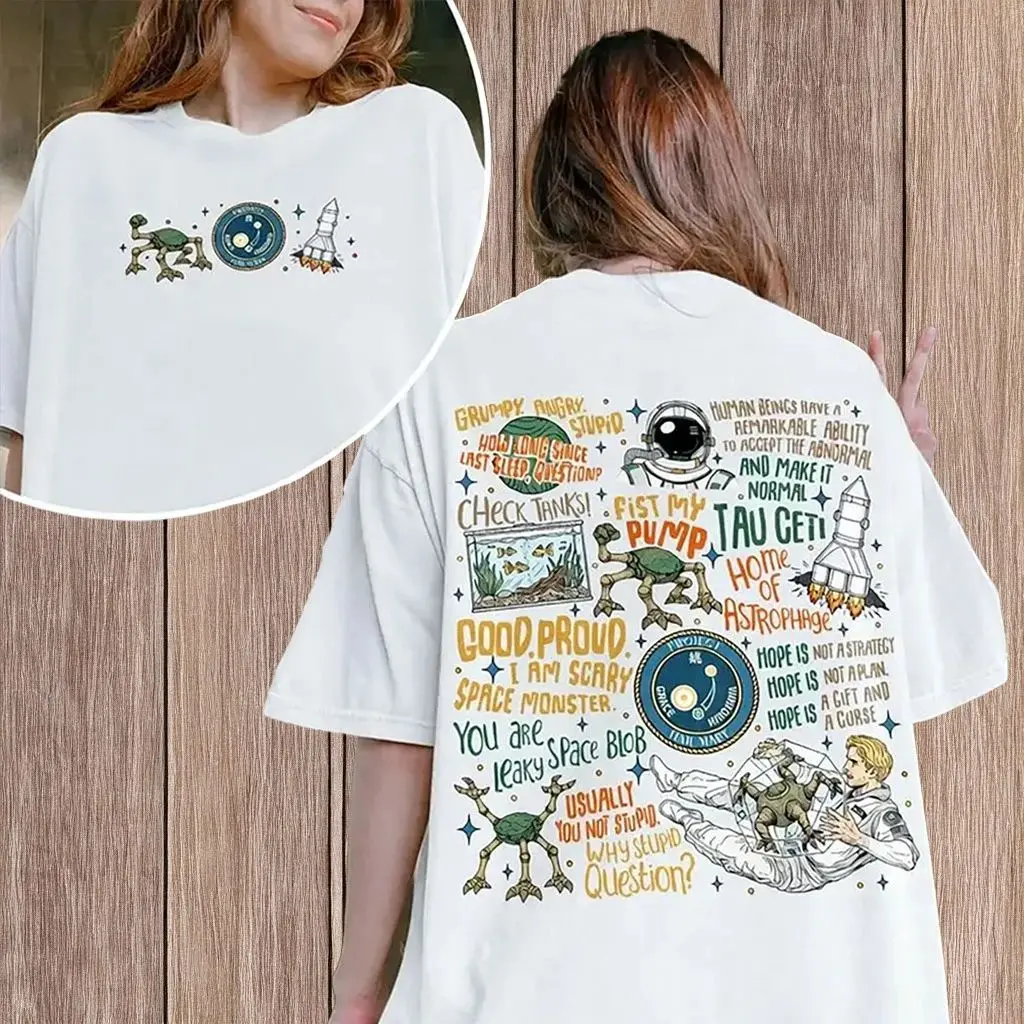 2026 Summer New Fashion Y2k T Shirts Project Hail Mary Ryland Grace & Rocky Graphic Print T Shirt Tops Fan Gift Unisex