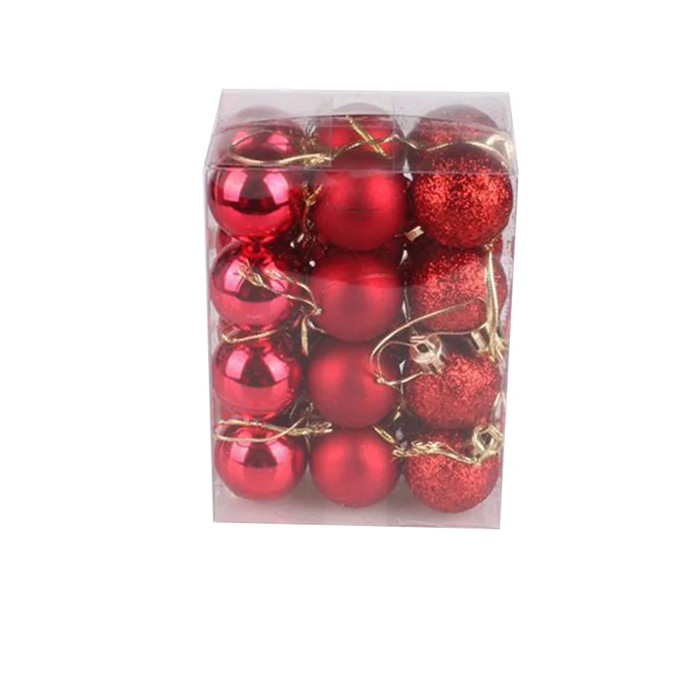كرات عيد الميلاد كرات الديكور أجزاء زينة عيد الميلاد البلاستيك استبدال 24 قطعة أحمر وردي أخضر داكن وردي