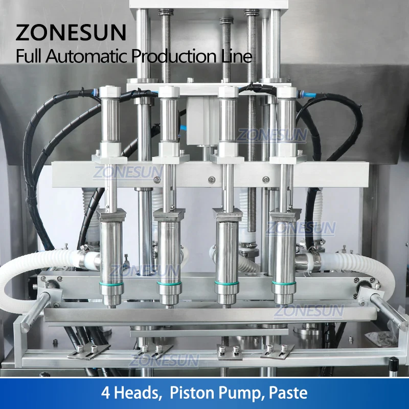 ZONESUN ZS-FAL180X2 Automatic F-style Bottle Honey Paste Liquid Servo Filling and Capping Machine With Cap Feeder