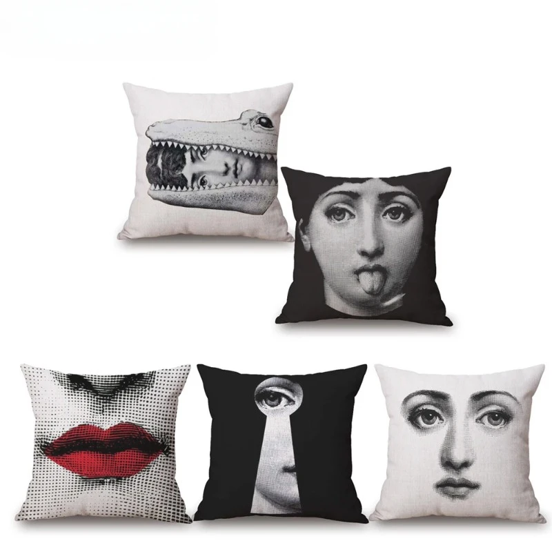 Polyester Girl Face Cushion Cover Beauty Pillow Covers Beige  Pillow Case Home Decor Living Room Decoration Pillowcase