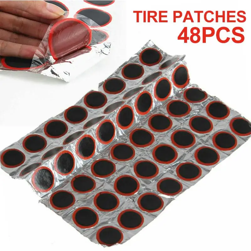 

DIY Tire Repair 48pcs Tire Patch Rubber Bike Tyre Repair Pad Round Square Type Tire Inner Tube Pad Car Bicycle Repair Tools