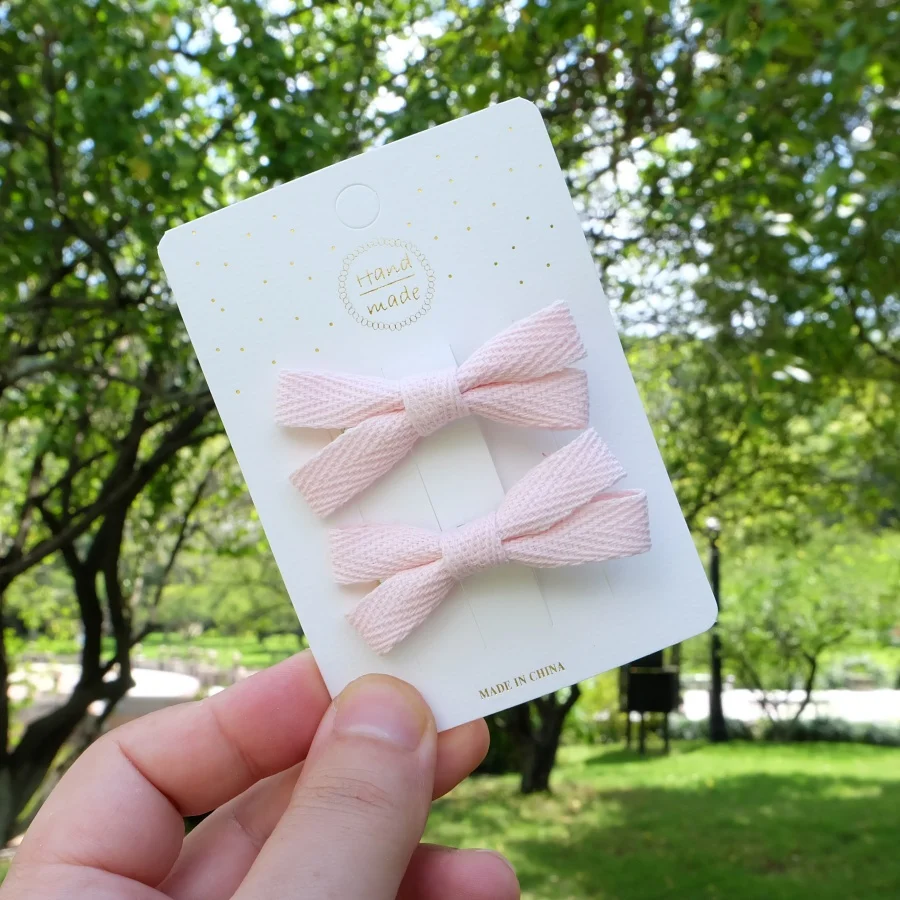 2Pcs/Set Girl Classics Fashion Bow Cotton Tape Hair Clip Korean Headwear Spring Bangs Clip Simple Hairpin Woman Head Flower Gift