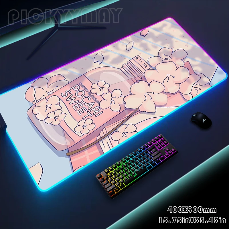 

Mousepads Cute LED Gaming Desk Pad Large Backlight Desk Mat 50x100cm Girl Gamer Mousepad RGB Mouse Pad Luminous Mouse Mat