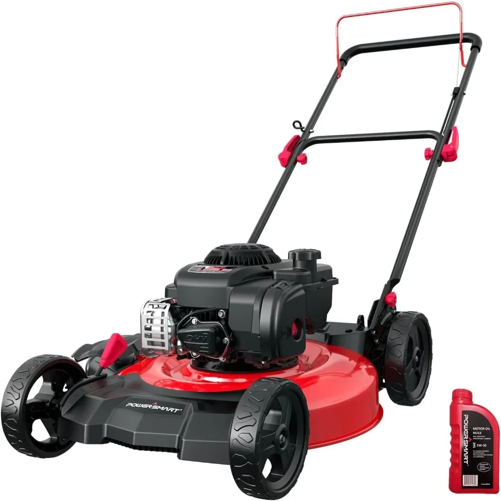 Gas Lawn Mower 21-Inch with 125cc Briggs and Stratton E300 Engine, Mulch and Side Discharge 2-in-1 Steel Deck, Easy Assembly