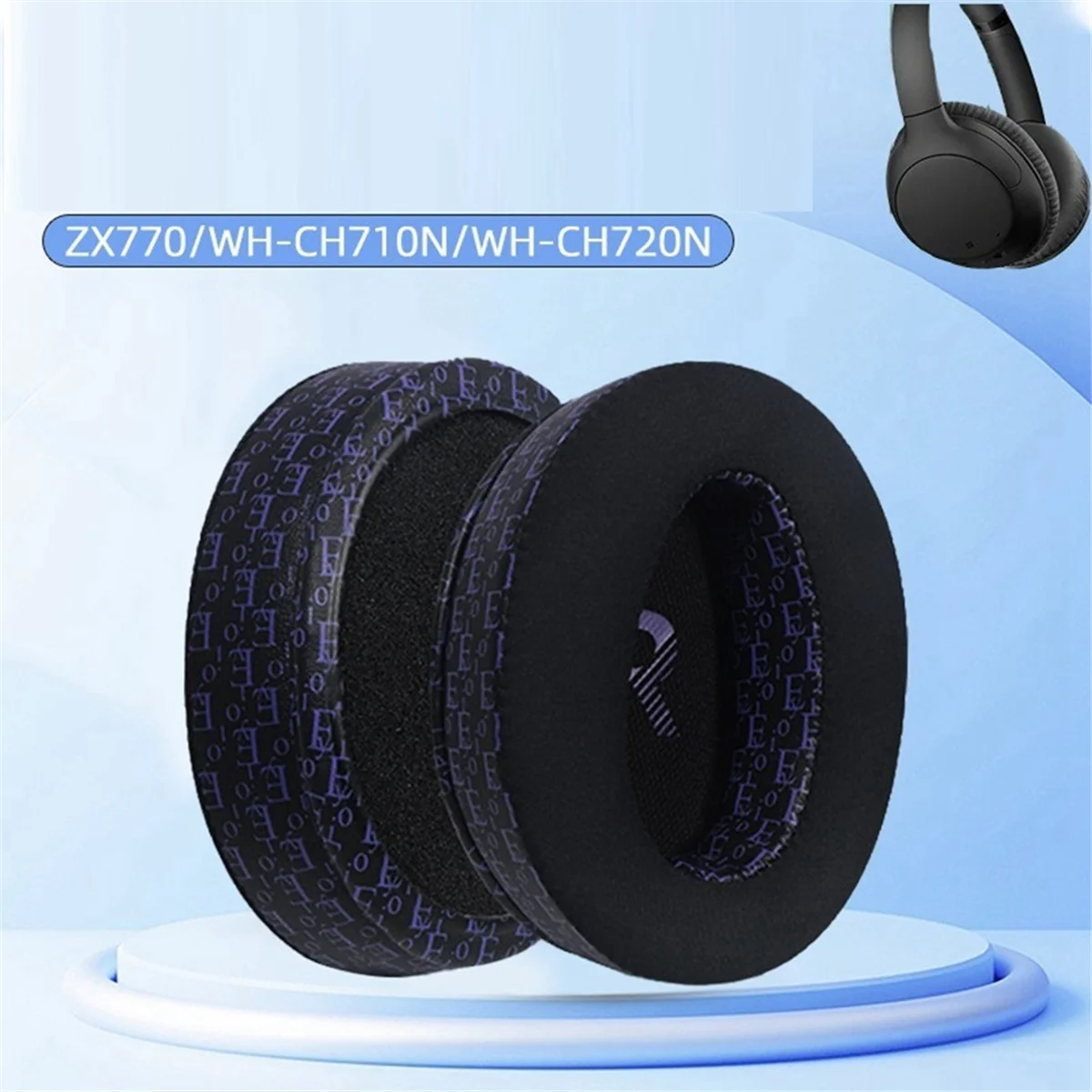 Ice Feel Ear Pad WH-CH700N ZX770BN Headphone Ear Cushions Enhancing Aesthetics with Stylish Print,Black-