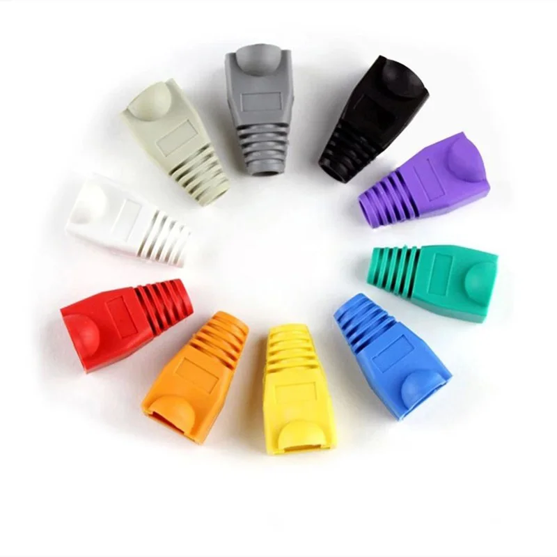 10/20/50/100/200/500/1000pcs RJ45 Cable Boots PVC Multi Color Protective Sleeve Strain Relief For 6.5mm Modular Plug Protection
