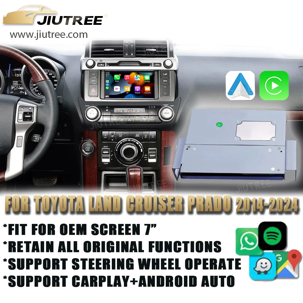 Linux System For Toyota Land Cruiser Prado 2014-2024 Wireless Apple CarPlay Android Auto Stereo Upgrade Oem screen Retrofit