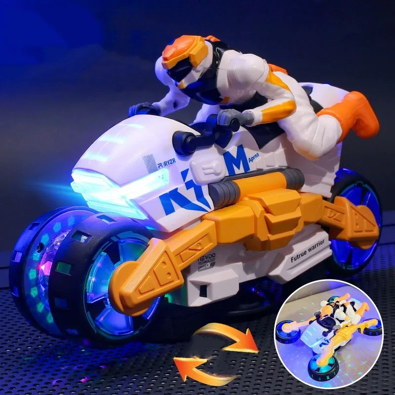 Children Toy Kids Electric Stunt Transformable Motorcycle 360 Degree Rotating Light Music Transformable Toys Car Christmas Gifts