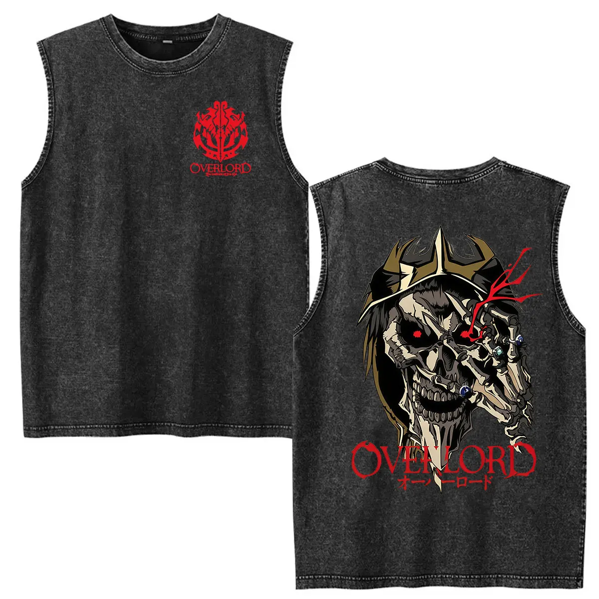 Vintage Washed Ves Anime Albedo Overlord Print T Shirts Men's Women Gothic Clothing Fashion Short Sleeve T-shirt Y2k Streetwear