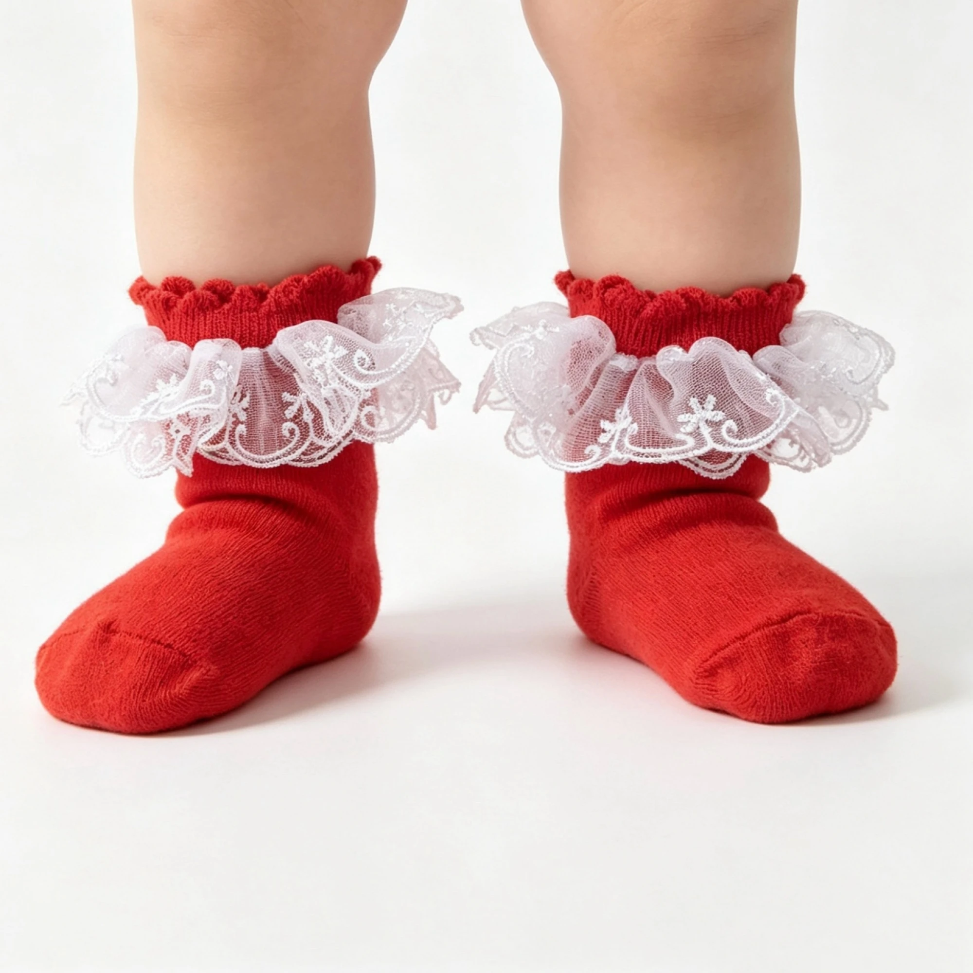 Toddler Baby Girl Crew Socks Soft Breathable Flower Lace Trim Decorated Ruffle Princess Socks for Daily Wear
