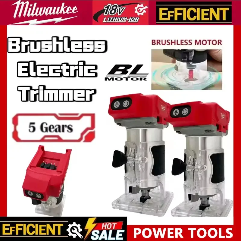 

Milwaukee Brushless Trimmer Cordless Electric Router for Carpenter Milling Engraving Slotting 18v Battery Powered Tool
