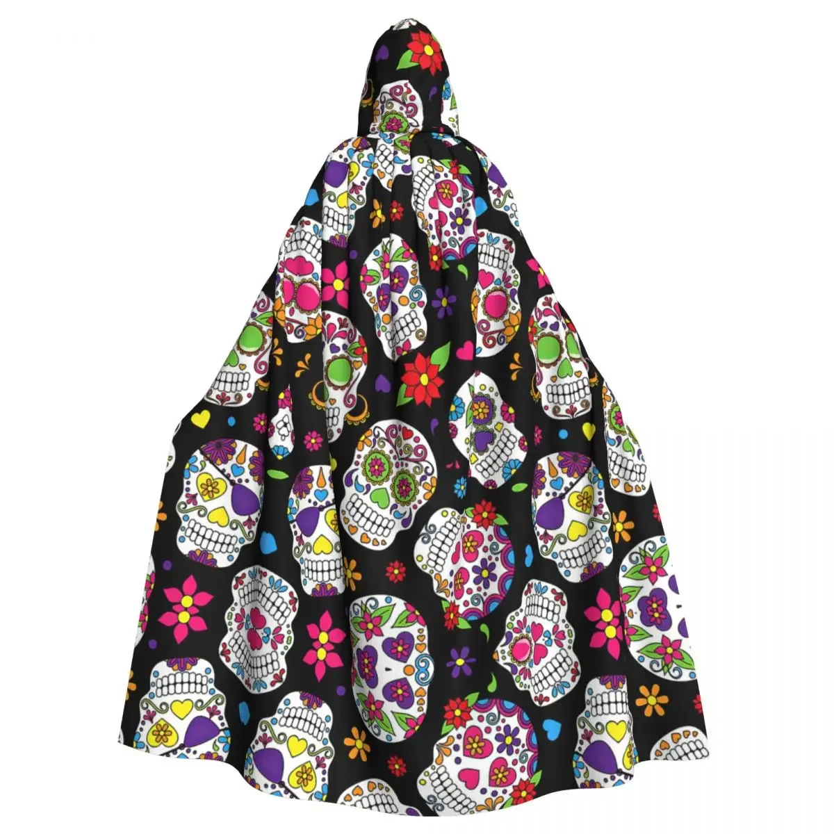 Mexikanischer Totenkopf-Kapuzenumhang, Halloween-Party, Cosplay, Damen, Herren, Erwachsene, lange Hexerei, Robe, Kapuze