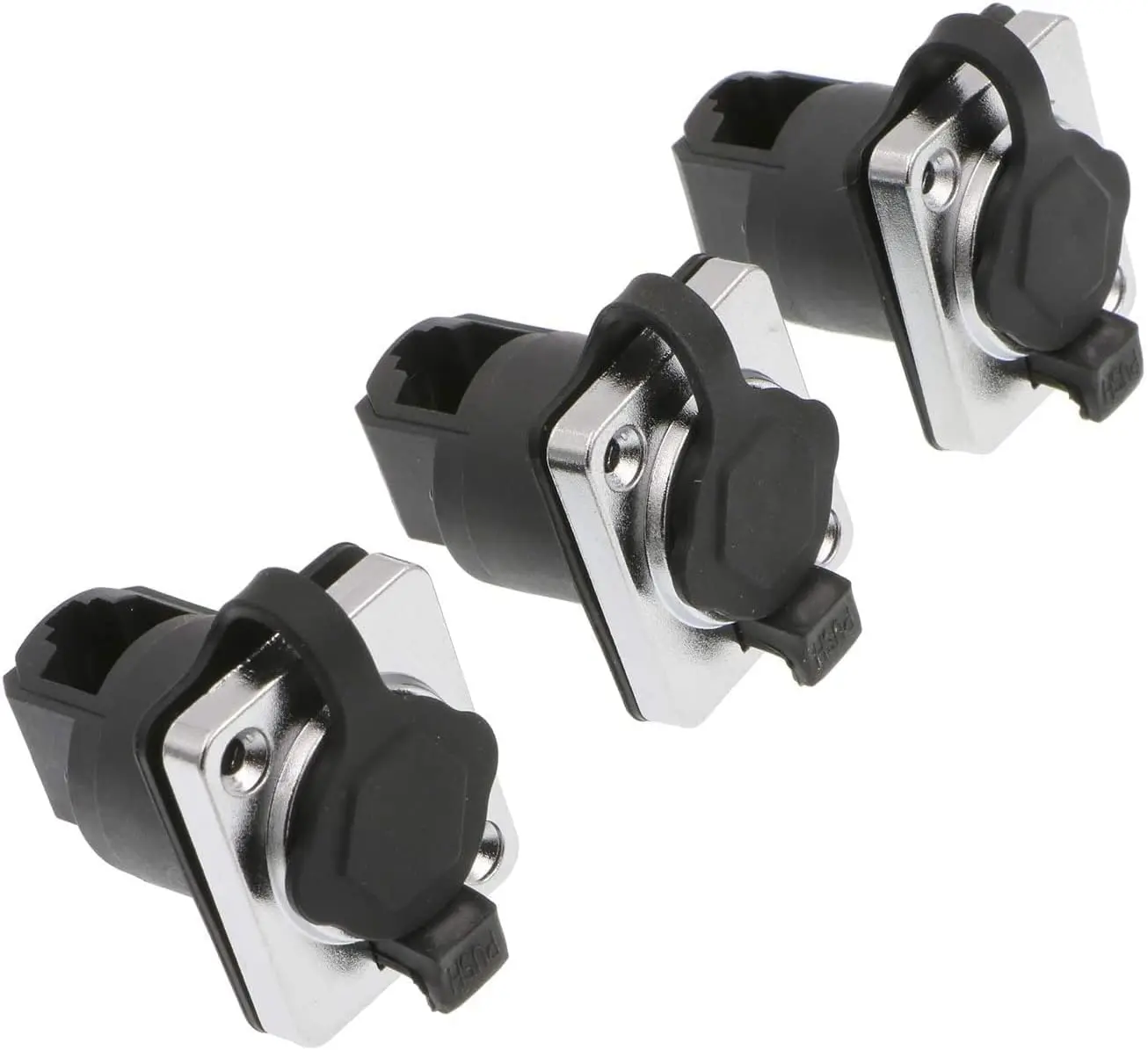 Alvin's Cables 90 Degrees RJ45 Interface Waterproof sockets Connector IP65 Ethernet Panel Mount Right Angle 3Pcs RJ45 Connector