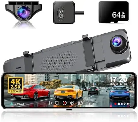 

JOMISE G814 11" 4K+2.5K Mirror Dash Cam – Front & Rear Camera, 3X Zoom, 64GB Card, No WiFi/Bluetooth
