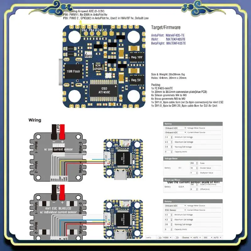 

Portable All-In-One F405-Minite OSD Baro And Blackbox Flight Controller For Specialized RC Drone F722-Minise