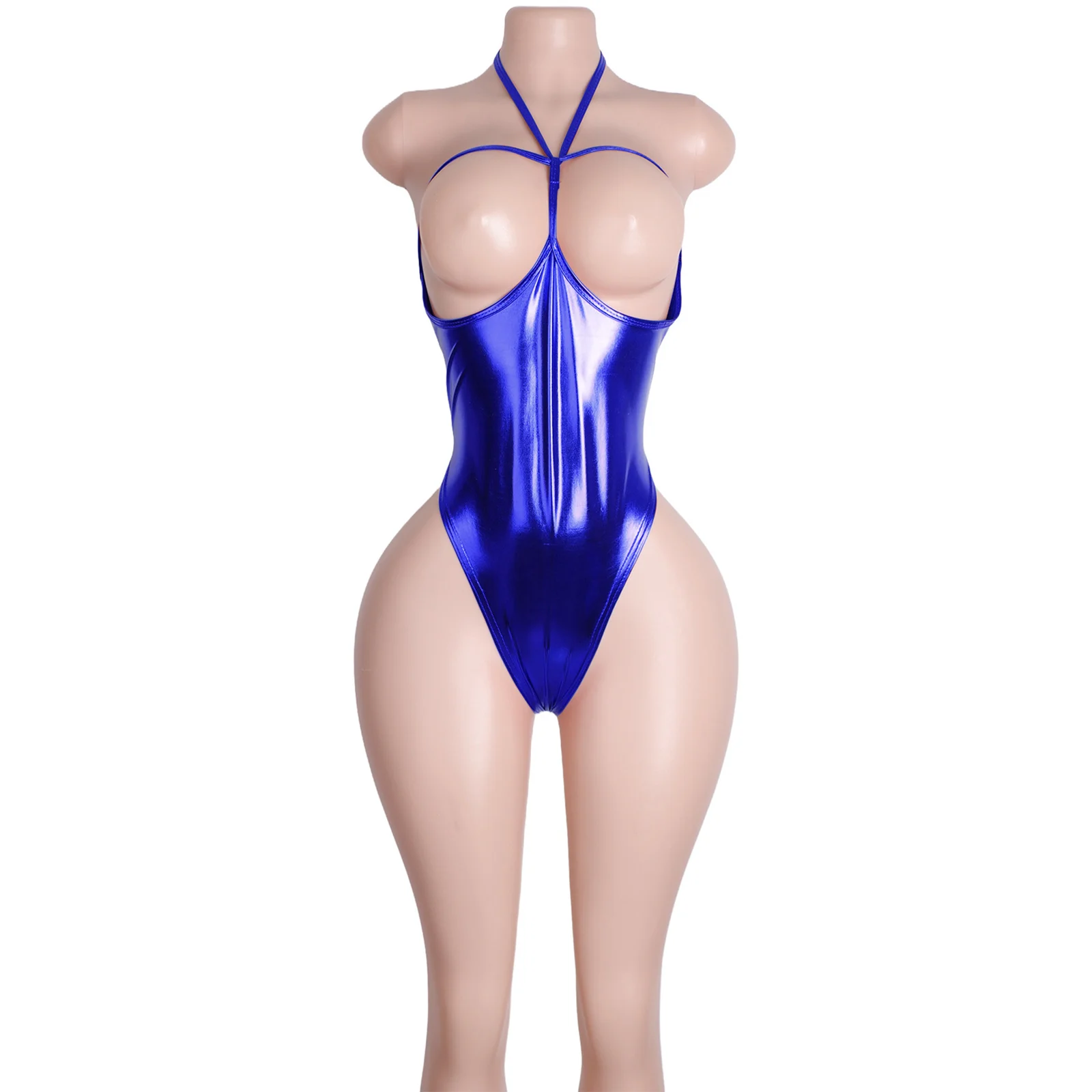 Lace-up eendelige lakleren string exotische danskleding stripper outfits prestatiekleding clubwear strass bodysuits festival