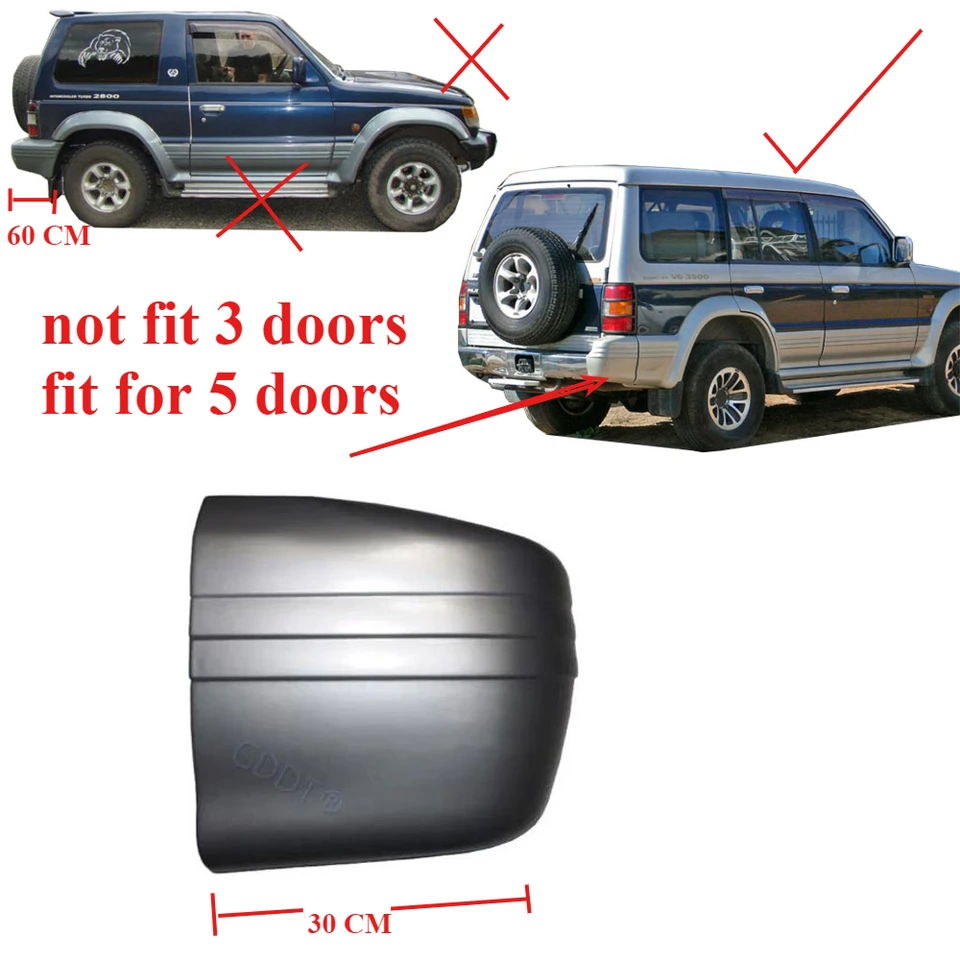 1ピースブラック5アウトドアリアバンパーコーナーカバーpajero v20