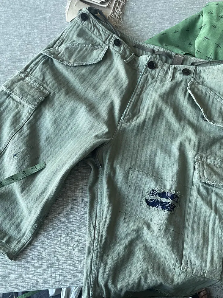 VISVIM WMV ICT JUMBO EIGER CRASH Destroyer pantalones cortos Vintage desgastados