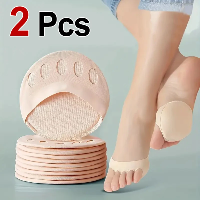 2-teiliges Damen-Socken mit Vorfußpolsterung, High Heels, halbes Fünf-Finger-Design, rutschfeste Zehenkappe, Bogen, atmungsaktiv, weiches Stützpolster