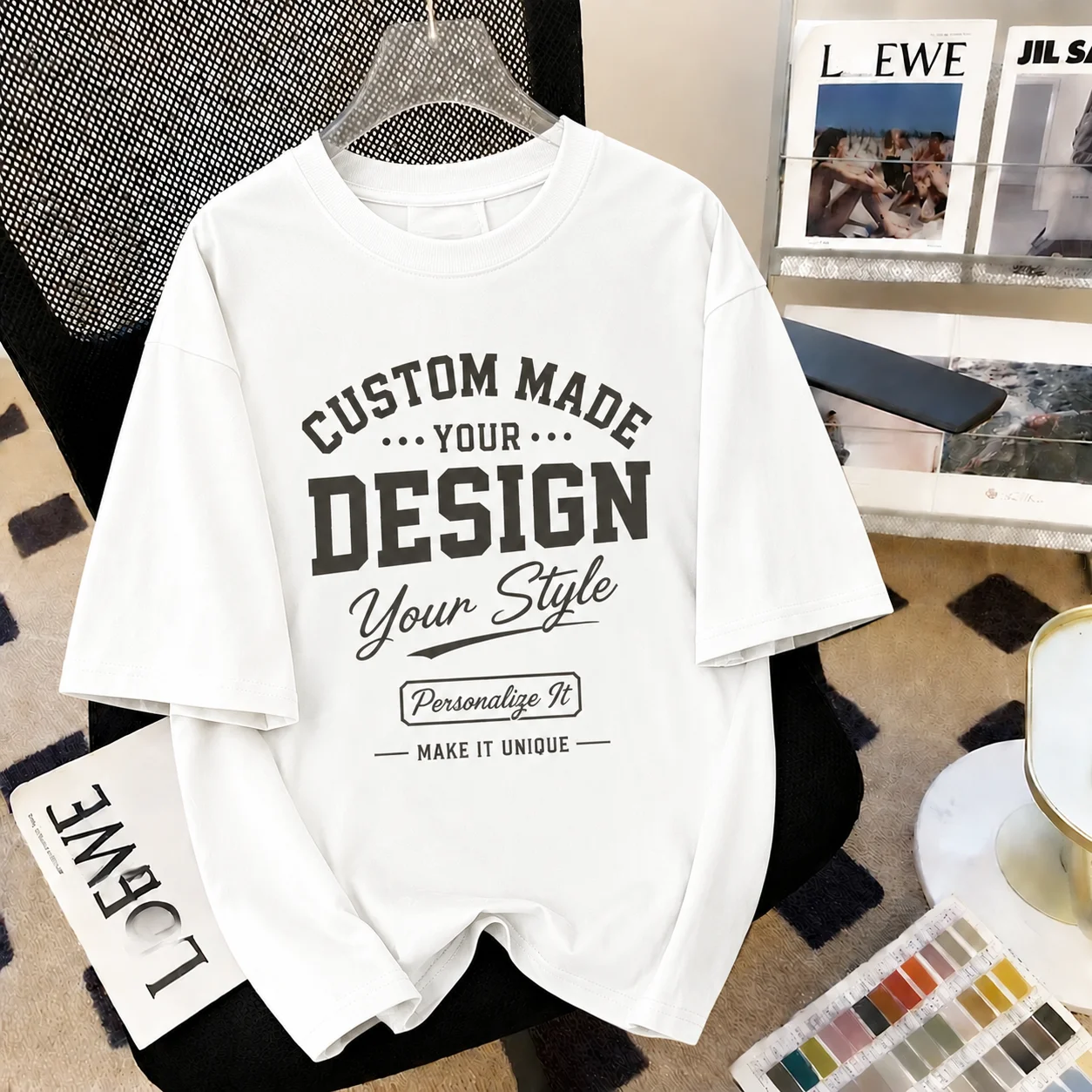 Custom Couple Summer T-Shirts Loose Fit Casual Cotton Short Sleeve Soft All-Match Team Workwear with Personalized Pattern