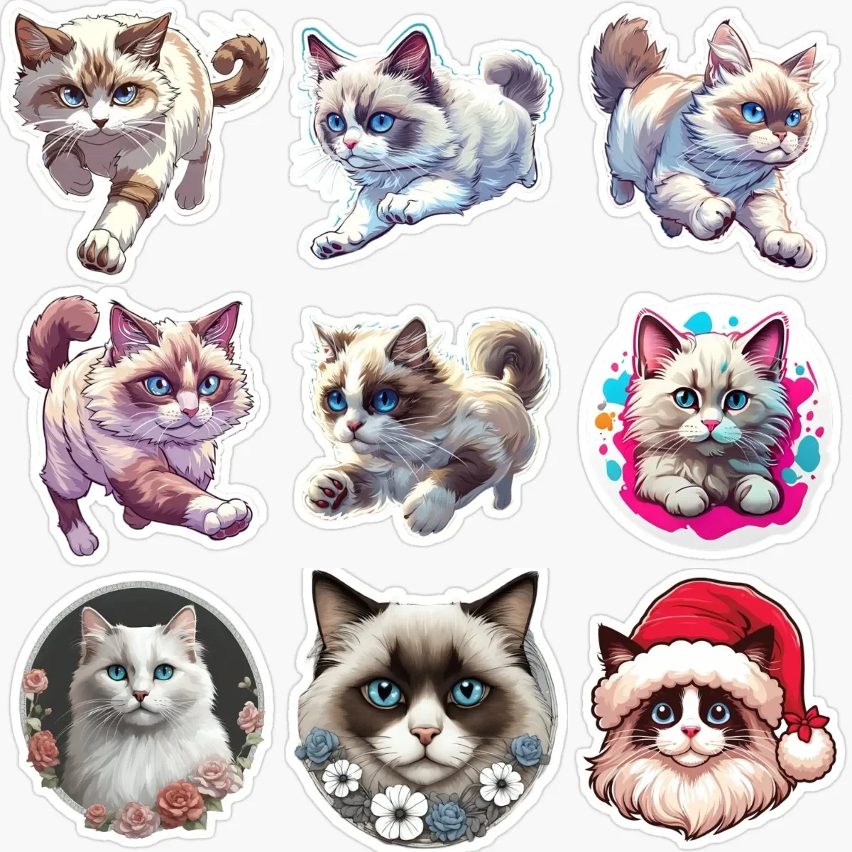 

Creative Cute Ragdoll Cat Pets Catoon PVC Personalized Sticker for Decorate Room Wall Window Car Motorcycle Decal Accessories