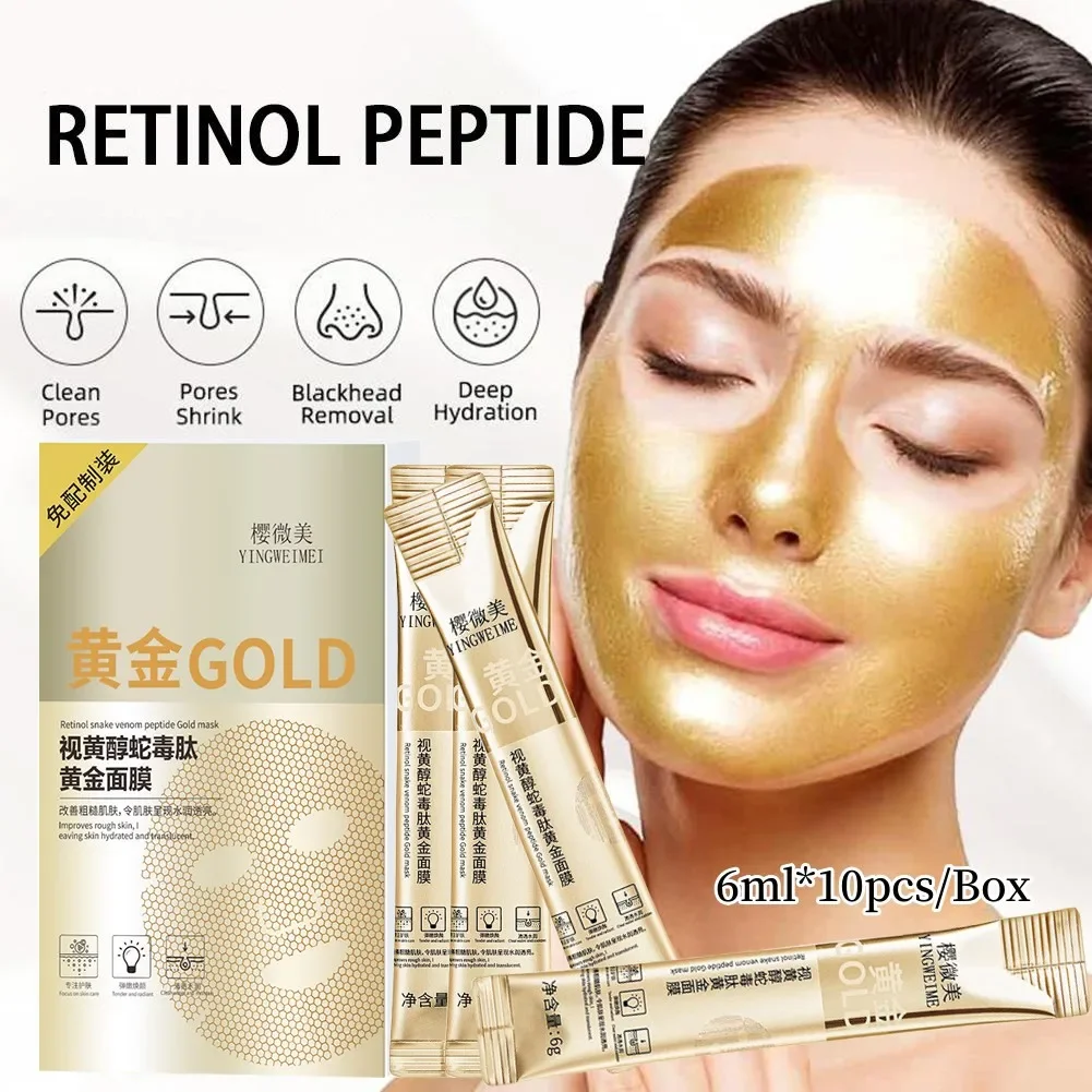 Retinol Snake Venom Peptide Gold Mask for Face Women Clear Pore Tear-Off Smear Mask Faciales Skin Care Products