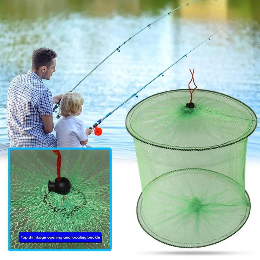 Folding Round Nylon Mesh Net Crab Crawdad Shrimp Minnow Bait Trap Cast Fish Net Fishing Landing Tackle Accessory