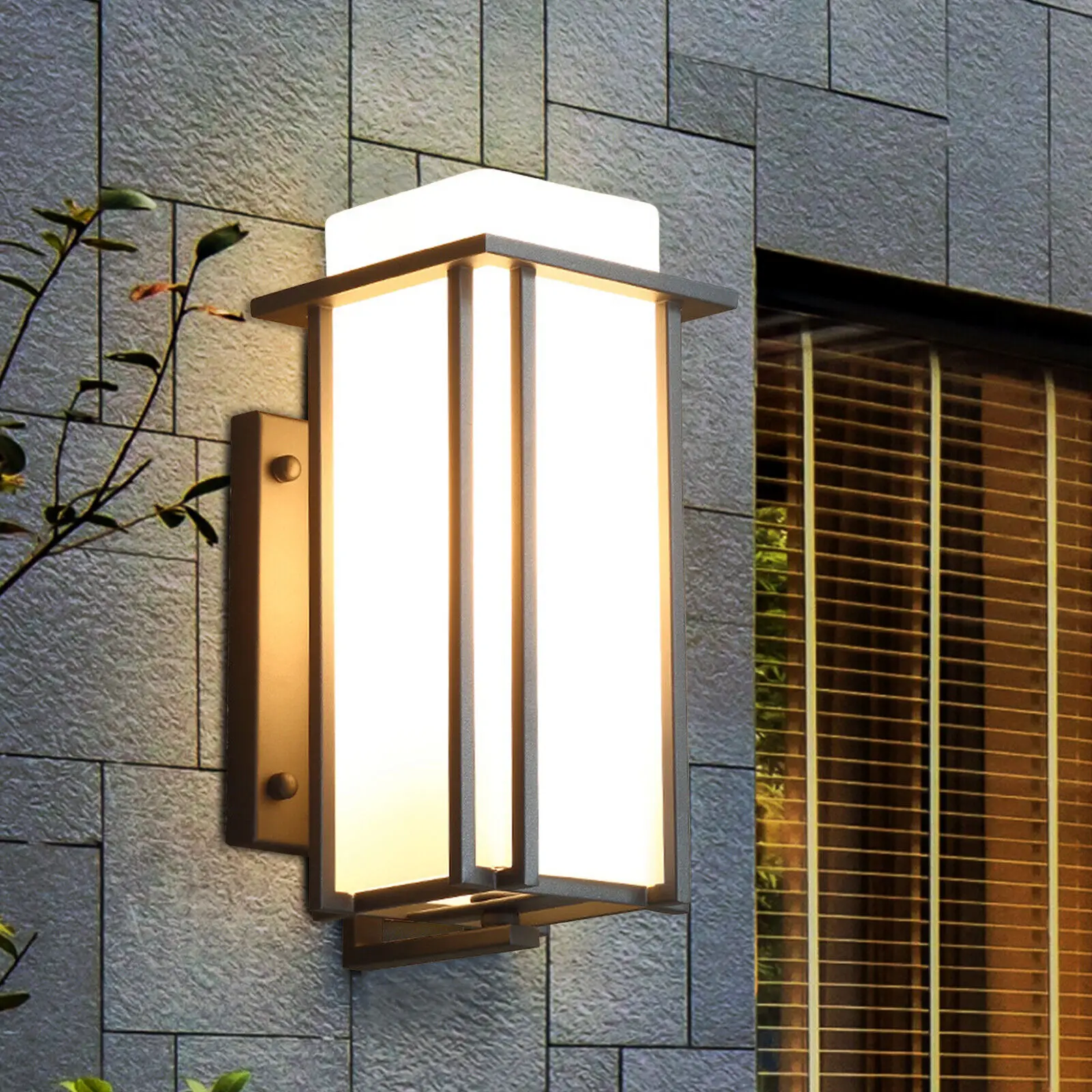 Outdoor Wall Lights Porch Lighting Wall Mounted Lamp Weatherproof Black Surface Frosted Glass  Exterior Wall Fixture 110V